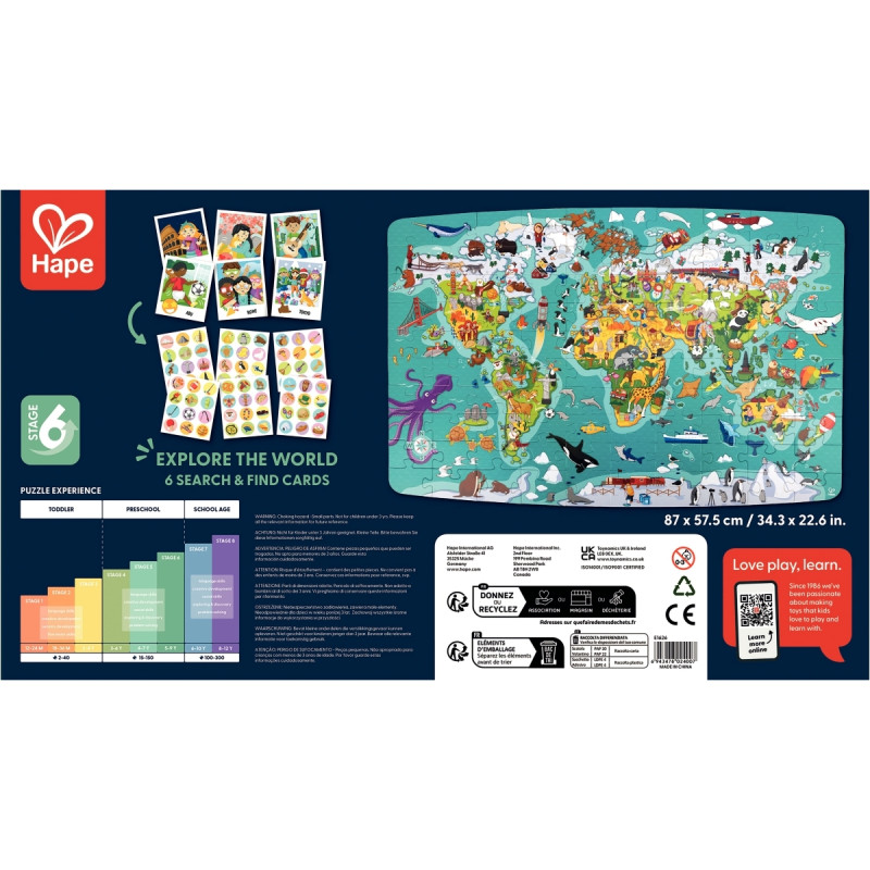 Puzzle d'observation 100 pièces, le tour du monde