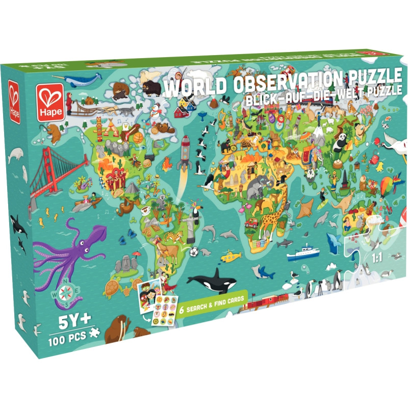 Puzzle d'observation 100 pièces, le tour du monde