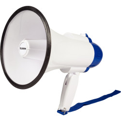 Megaphone 10W. Porte-voix Microphone intégré Blanc/Bleu