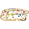 Grand circuit de train en bois, 90 pièces