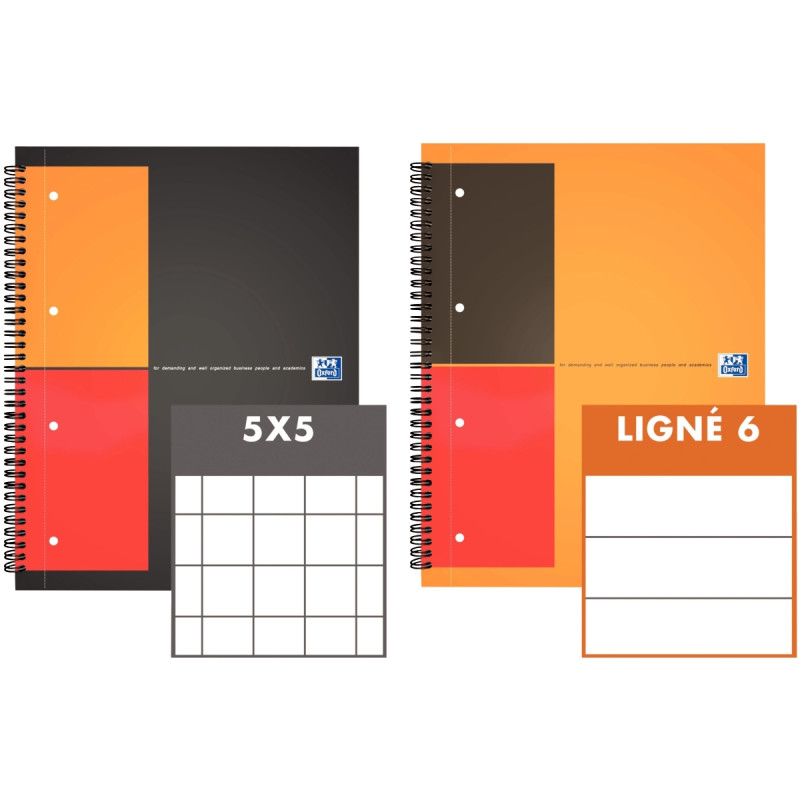 Cahier à reliure intégrale NOTEBOOK format A4+ quadrillé 5x5, 160 page