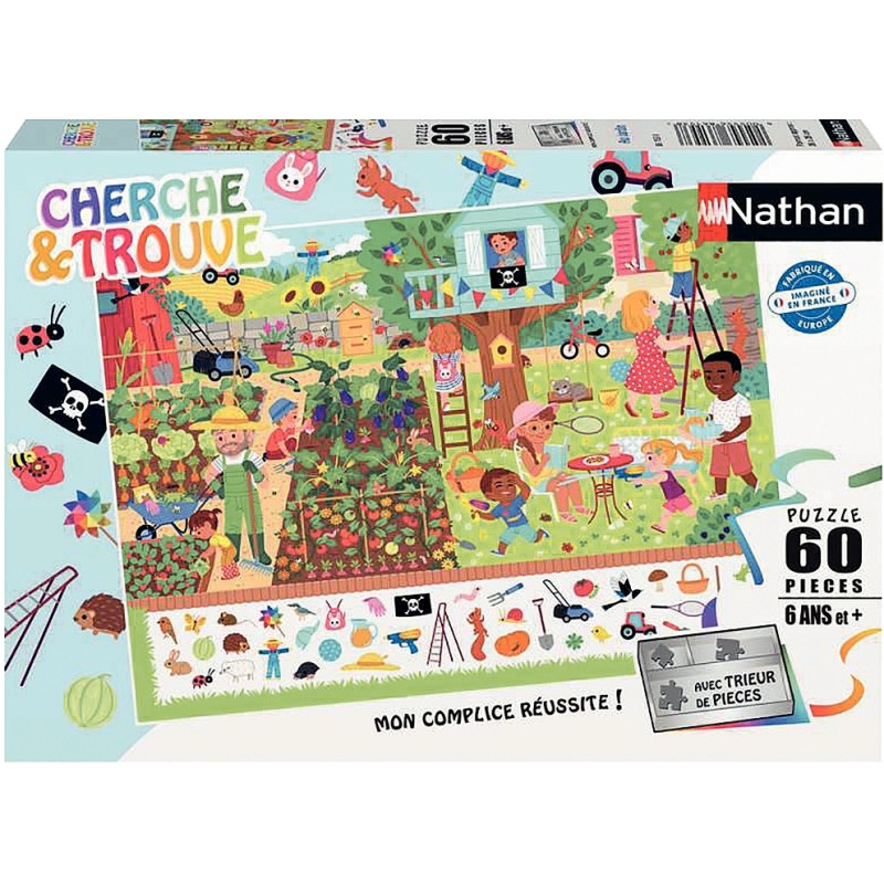 Puzzle cherche et trouve 60 pièces, au jardin