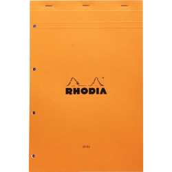 Bloc de bureau RHODIA 80 feuilles perforées, format A4+, réglure seyès