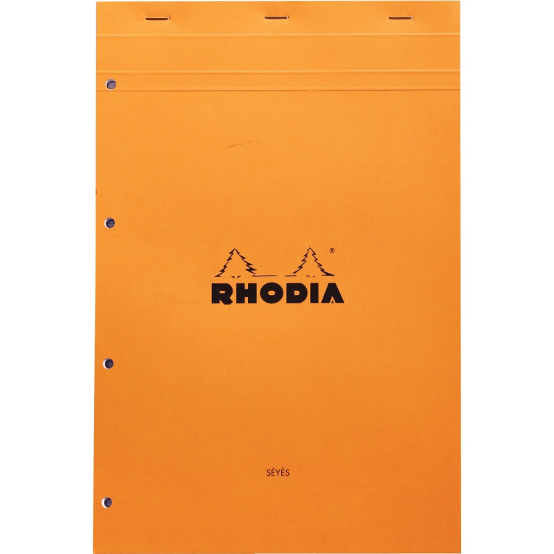 Bloc de bureau RHODIA 80 feuilles perforées, format A4+, réglure seyès
