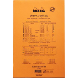 Bloc de bureau RHODIA 80 feuilles perforées, format A4+, réglure seyès