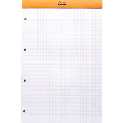 Bloc de bureau RHODIA 80 feuilles perforées, format A4+, réglure seyès