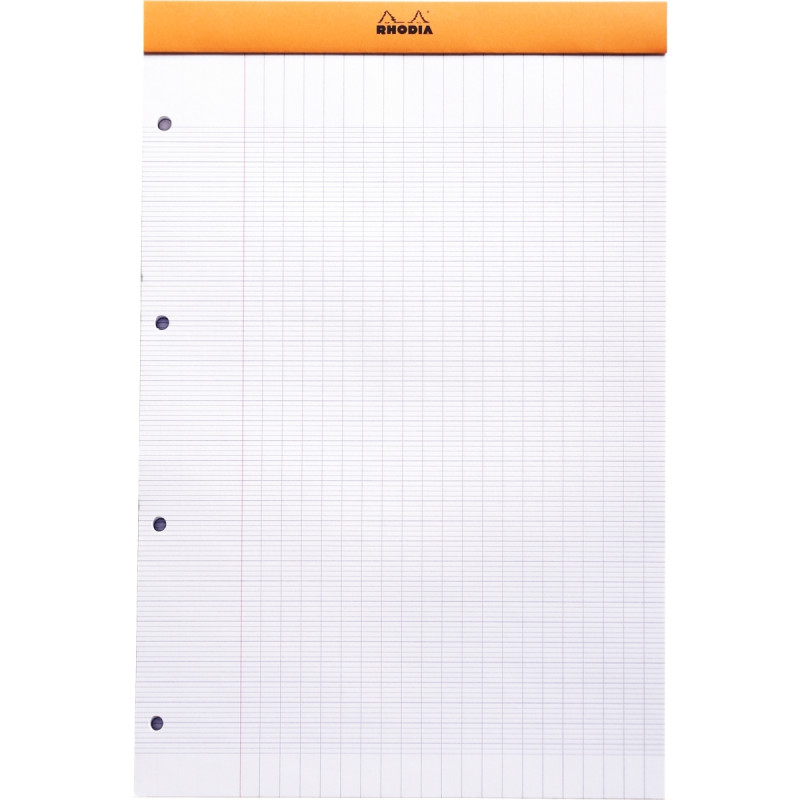Bloc de bureau RHODIA 80 feuilles perforées, format A4+, réglure seyès