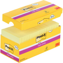 Boite 16 blocs notes 90 feuilles sticky 76 x 76 coloris jaune dont 2 g