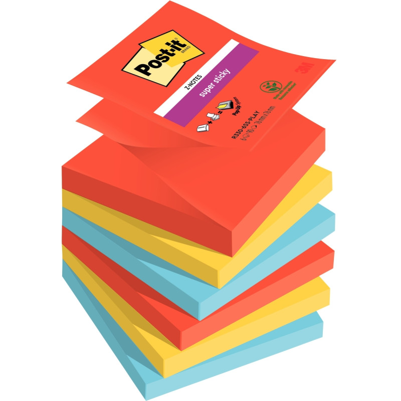 Lot de 6 blocs Z notes sticky post it 90 feuilles 76 x 76 mm collectio