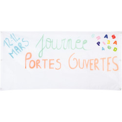 Bannière en polyester blanc 130 x 62 cm