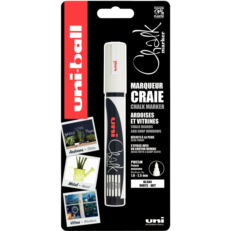 Blister de 1 marqueur craie Chalk pointe ogive blanc