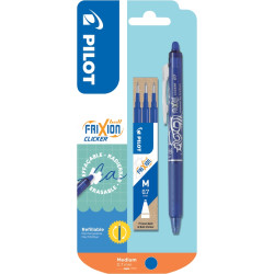 Blister de 1 roller Frixion Clicker bleu et 3 recharges bleues