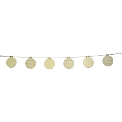 Guirlande 1 mètre avec 6 boules de Noël en bois
