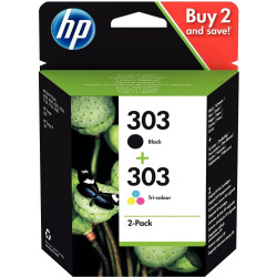 HP 303 pack de 2 cartouches d'encre, noire et trois couleurs, authenti