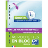 Bloc de 40 pochettes perforées en polypropylène lisse 9/100ème