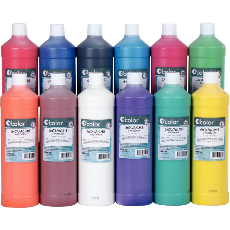 Flacon 1 L de gouache liquide économique O'COLOR noir