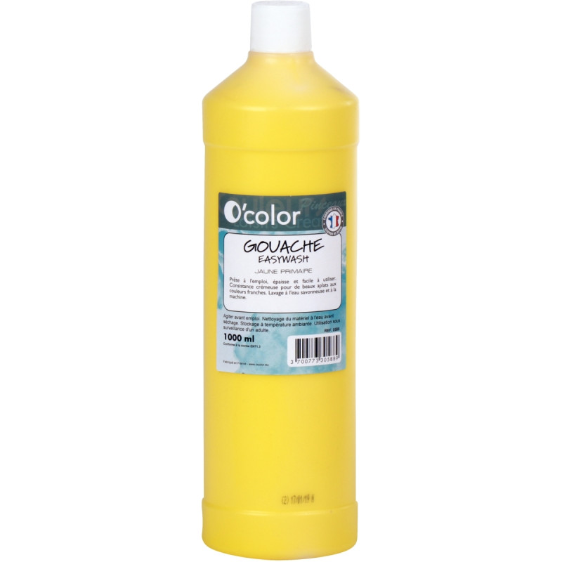 Flacon 1 L de gouache liquide économique O'COLOR coloris jaune primair