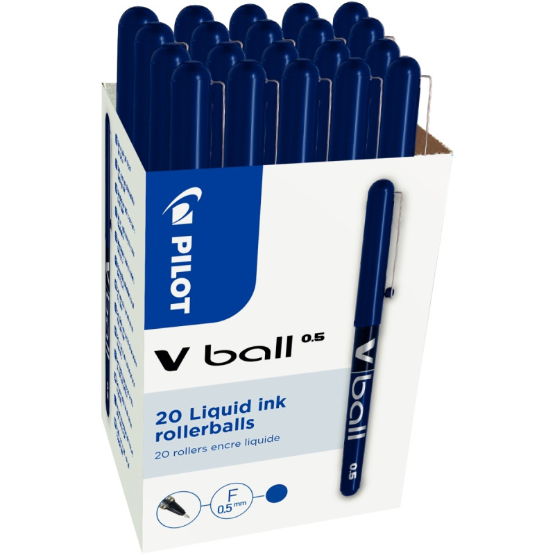 Pack de 20 rollers V-Ball 0,5mm bleus dont 4 gratuits