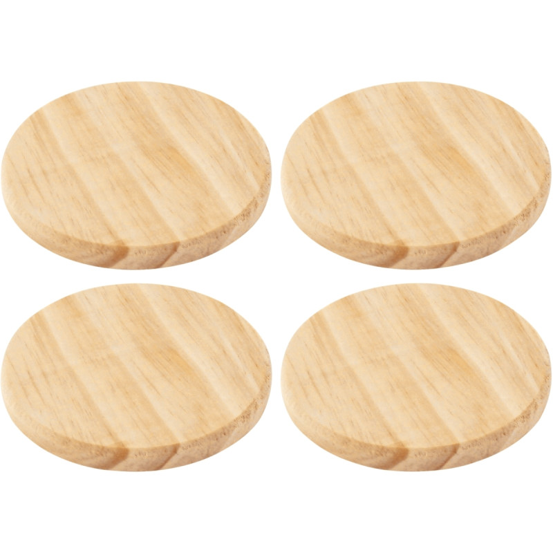 Lot de 4 dessous de verre en bois, diamètre 10,5 cm