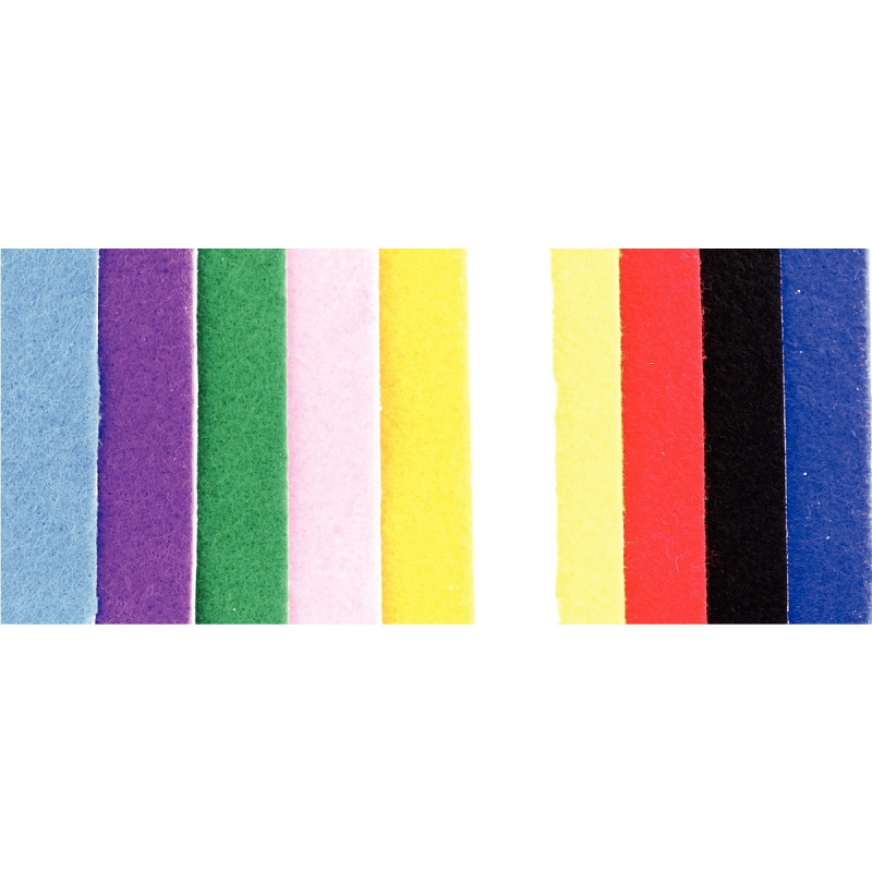 Paquet de 10 coupons de feutrine adhésive format 23,5 x 45 cm, couleur