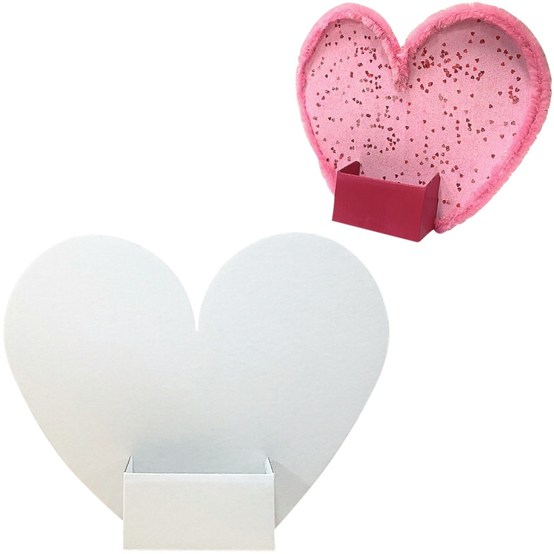 Lot de 10 porte-téléphone coeur en carton blanc