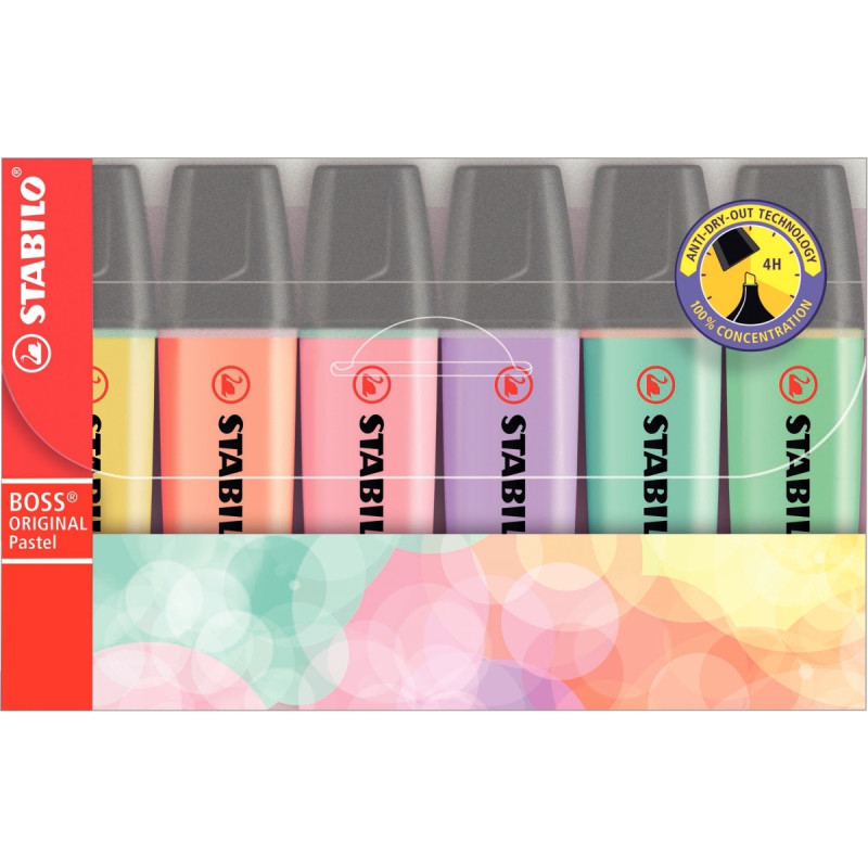 Pochette de 6 surligneurs Boss pastels assortis