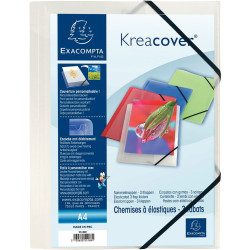 Chemise 3 rabats à élastiques personnalisable KREACOVER en polypropylè