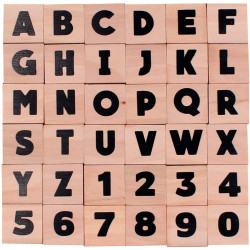 Set 36 tampons lettres/chiffres en majuscule