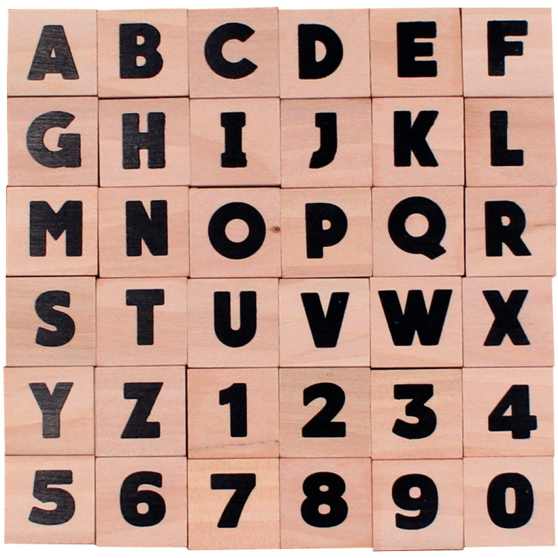 Set 36 tampons lettres/chiffres en majuscule