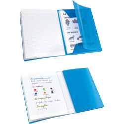 Piqûre 48 pages avec 2 rabats, format 24x32 cm, seyès 90g, couverture