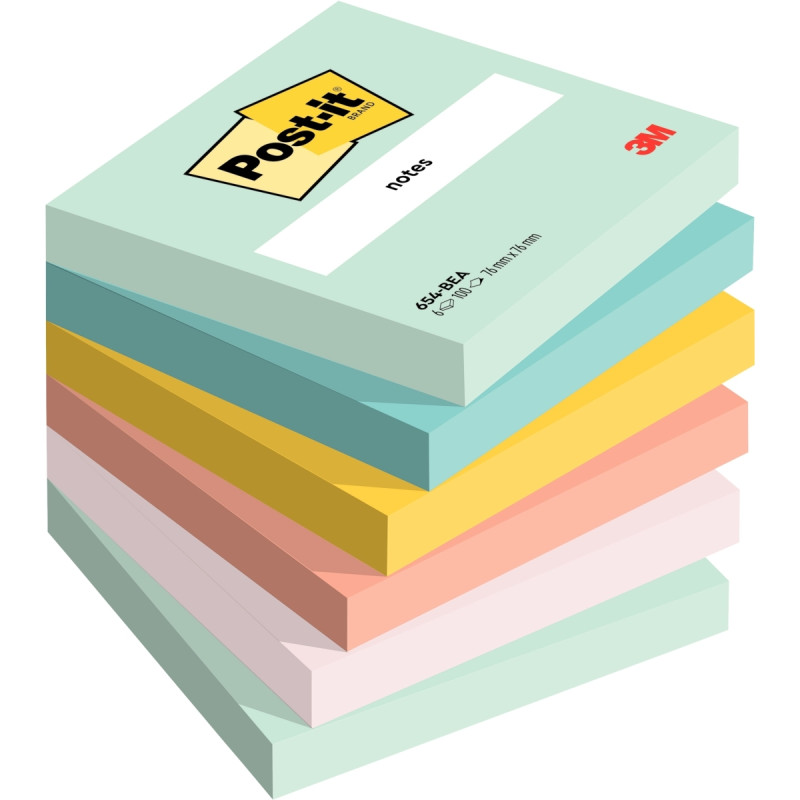 Paquet de 6 blocs notes post it adhesives100 feuilles 76 x 76 mm colle
