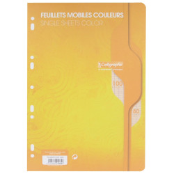 Feuillets mobiles 100 pages 80g, format A4, seyès jaune