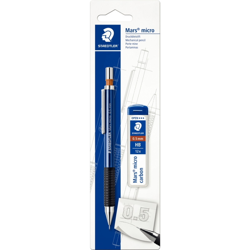 Blister de 1 portemine Mars Micro 0,5mm + 1 étui de mines