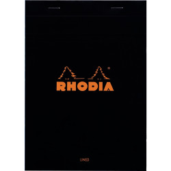 Bloc de bureau RHODIA BLACK 80 feuilles, format A5, ligné, papier blan