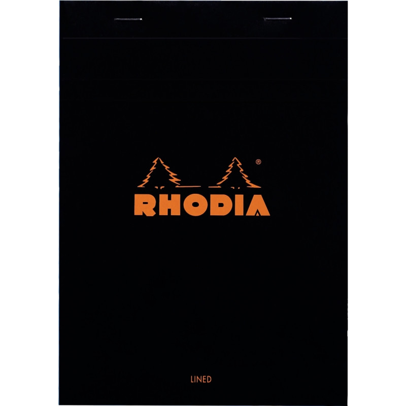 Bloc de bureau RHODIA BLACK 80 feuilles, format A5, ligné, papier blan