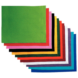 Paquet de 12 coupons de feutrine non adhésive, format 20 x 30 cm color