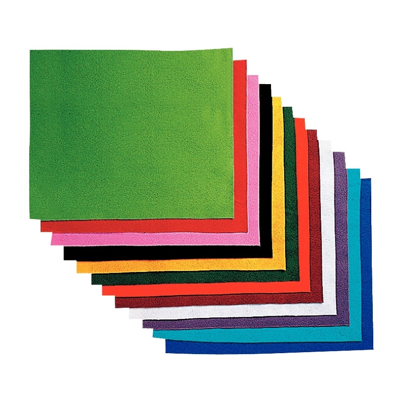 Paquet de 12 coupons de feutrine non adhésive, format 20 x 30 cm color