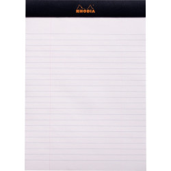 Bloc de bureau RHODIA BLACK 80 feuilles, format A5, ligné, papier blan