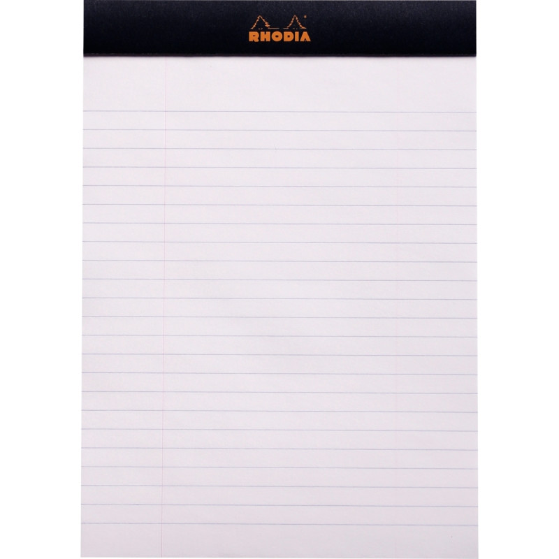 Bloc de bureau RHODIA BLACK 80 feuilles, format A5, ligné, papier blan