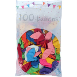 Sachet de 100 ballons de baudruche couleurs assorties