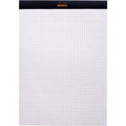 Bloc de bureau RHODIA BLACK 80 feuilles, format A4, quadrillé 5x5, pap