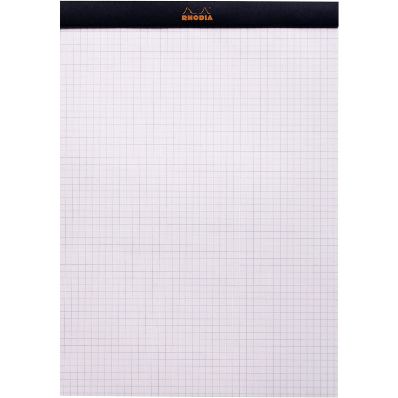Bloc de bureau RHODIA BLACK 80 feuilles, format A4, quadrillé 5x5, pap