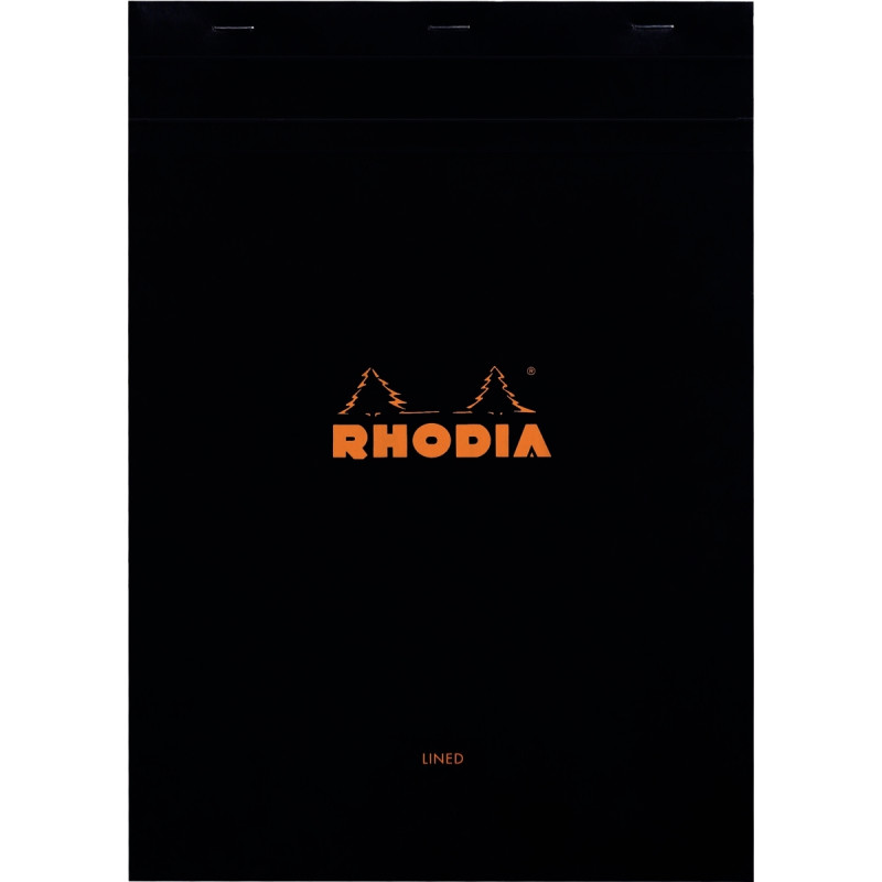 Bloc de bureau RHODIA BLACK 80 feuilles, format A4, ligné, papier blan
