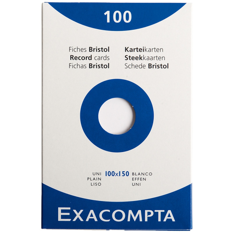 Boîte de 100 fiches bristol non perforées carte forte 205 g uni blanc