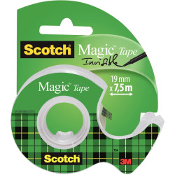 Rouleau adhésif Scotch Magic et dévidoir 19mmx7,5m