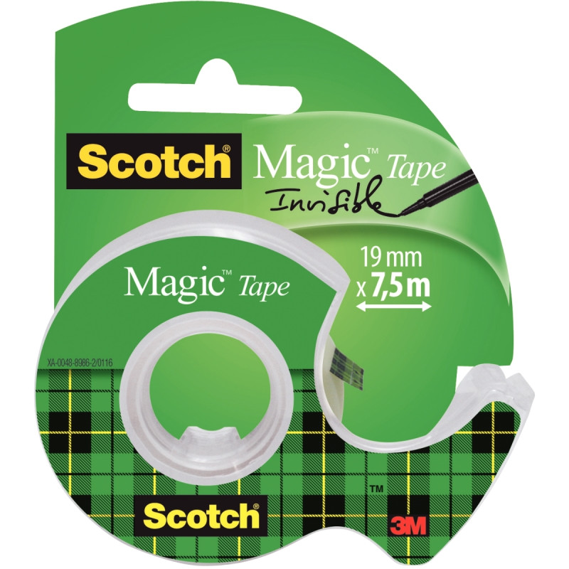 Rouleau adhésif Scotch Magic et dévidoir 19mmx7,5m