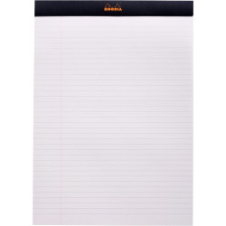 Bloc de bureau RHODIA BLACK 80 feuilles, format A4, ligné, papier blan