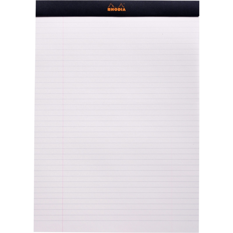 Bloc de bureau RHODIA BLACK 80 feuilles, format A4, ligné, papier blan