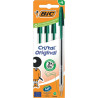 Blister de 4 stylos bille Cristal pointe moyenne verts