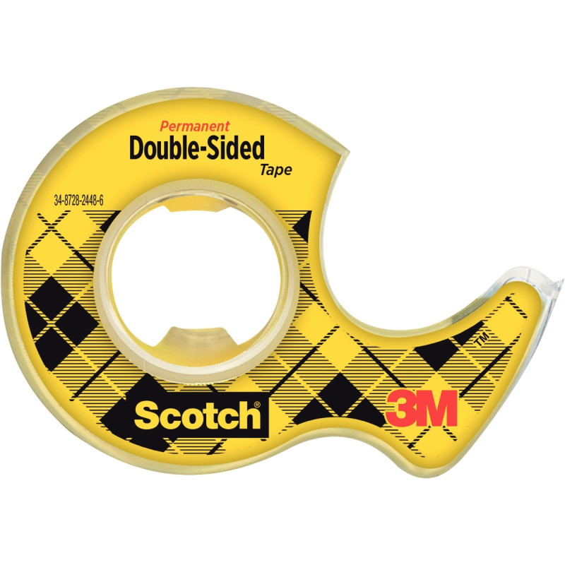 Rouleau adhésif Scotch double face 12,7mmx6,35m + dévidoir
